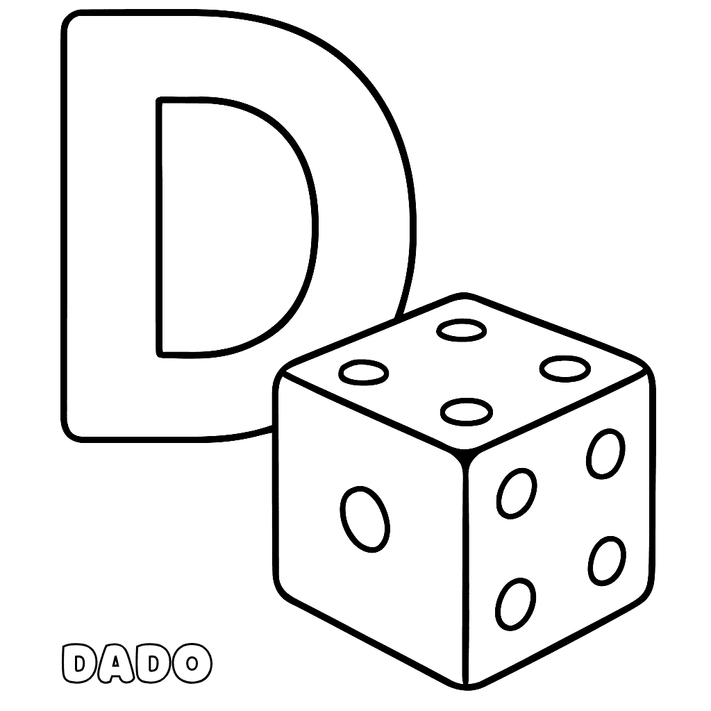 Letra D de dado para colorir