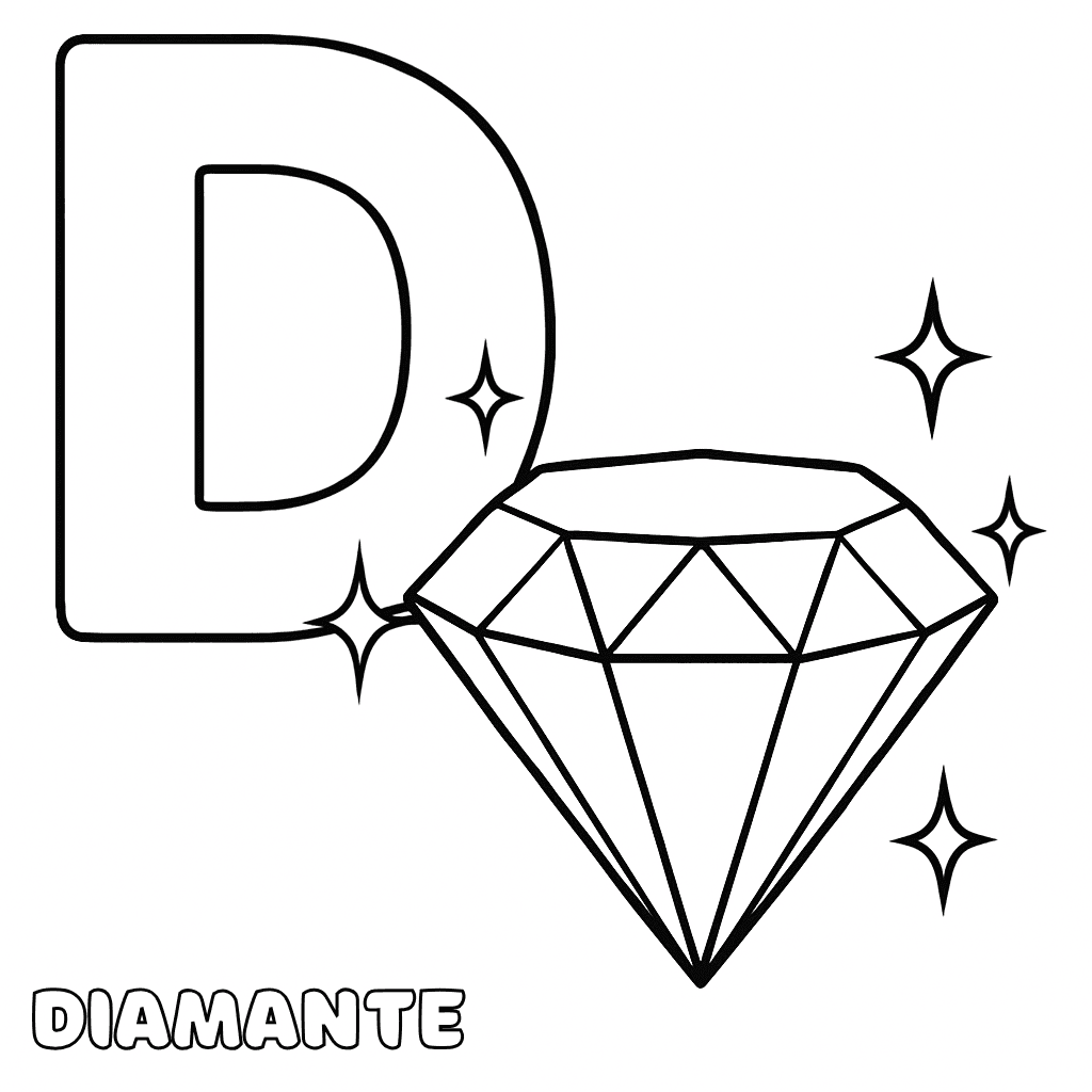 Letra D de diamante para colorir
