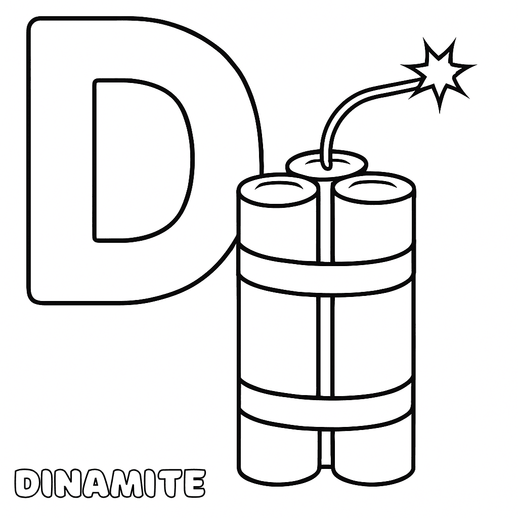 Letra D de dinamite para colorir