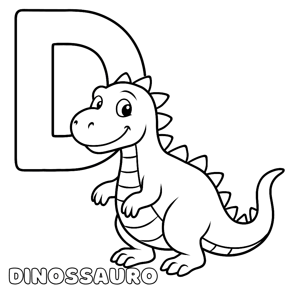 Letra D de dinossauro para colorir