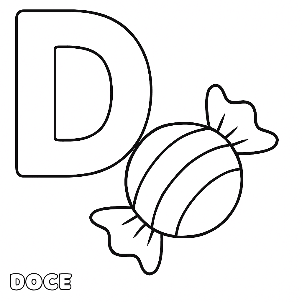 Letra D de doce para colorir