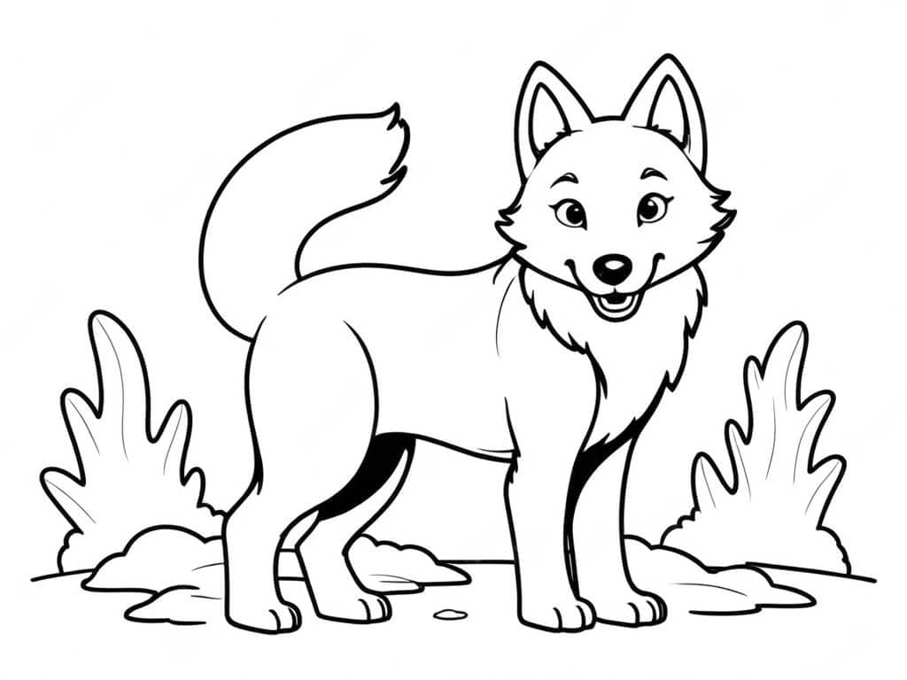 Lobo amigável para colorir