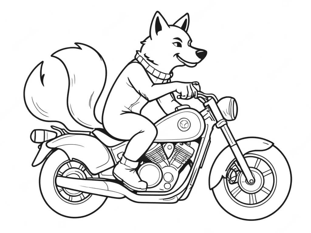 Lobo de moto para colorir