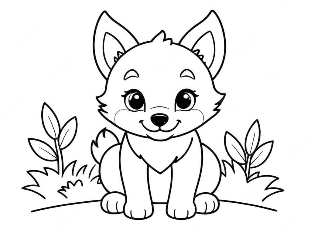 Lobo filhote para colorir