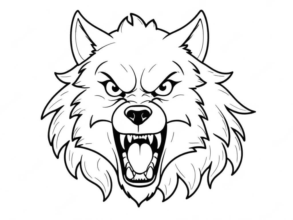 Lobo furioso para colorir