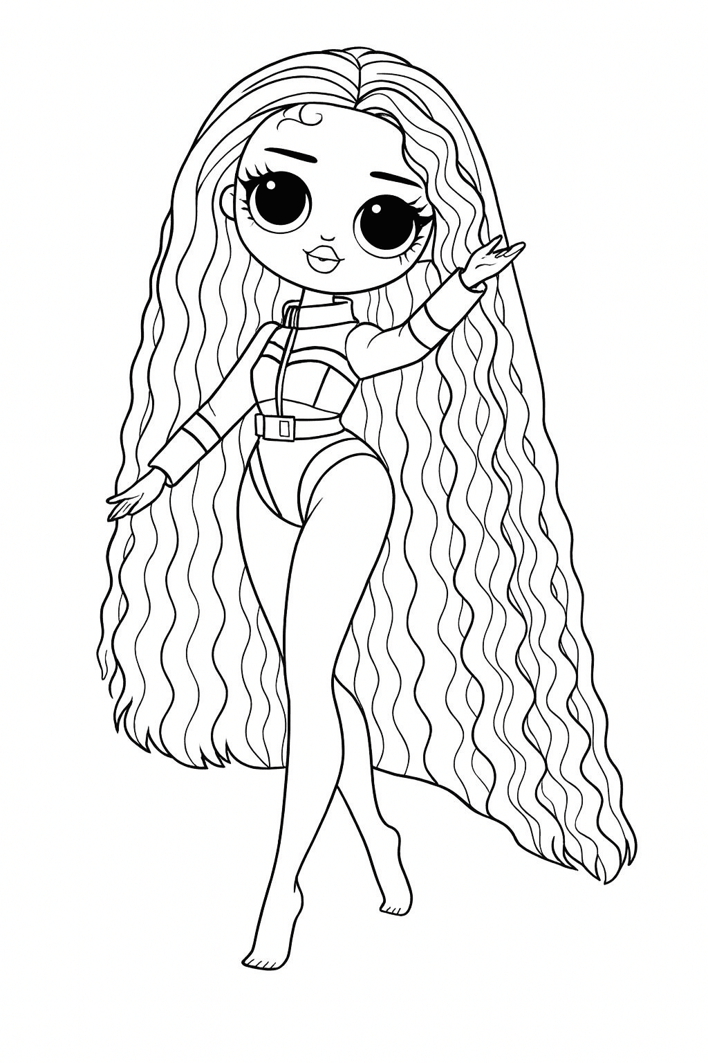 Boneca LOL morena para colorir