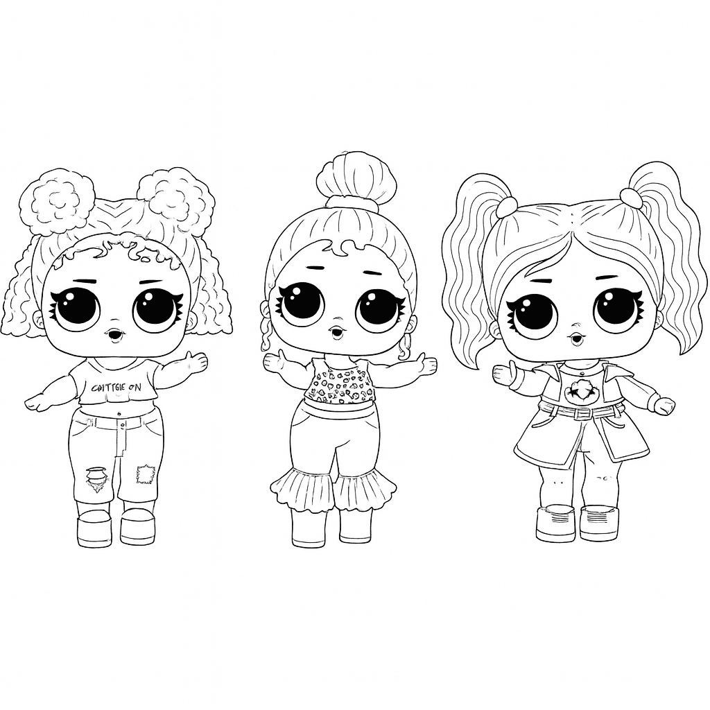 Bonecas LOL morenas para colorir