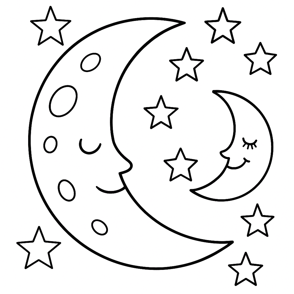Fases da lua para colorir