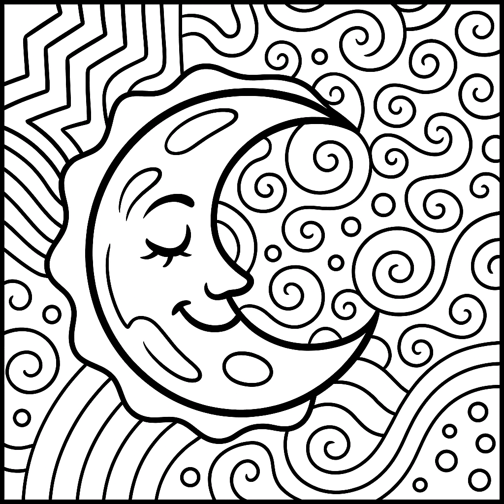 Lua abstrata para colorir