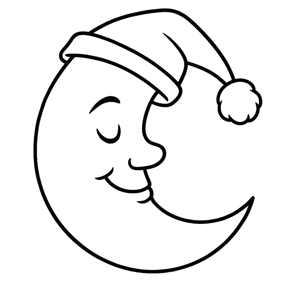 Lua com chapéu para colorir