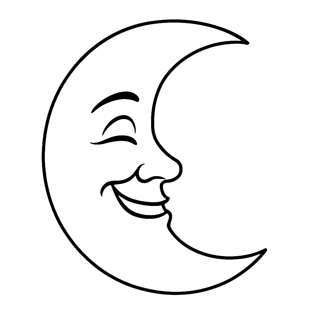 Lua sorridente para colorir