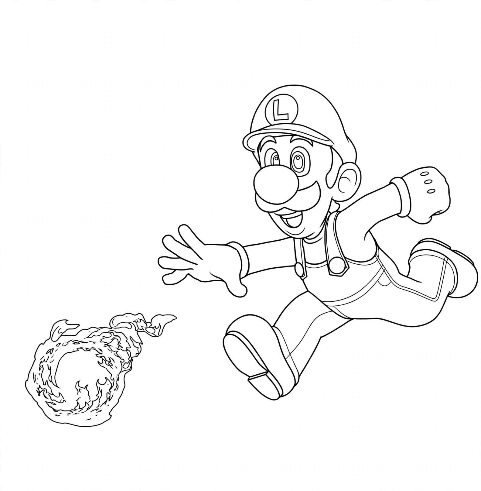 Luigi de fogo para colorir