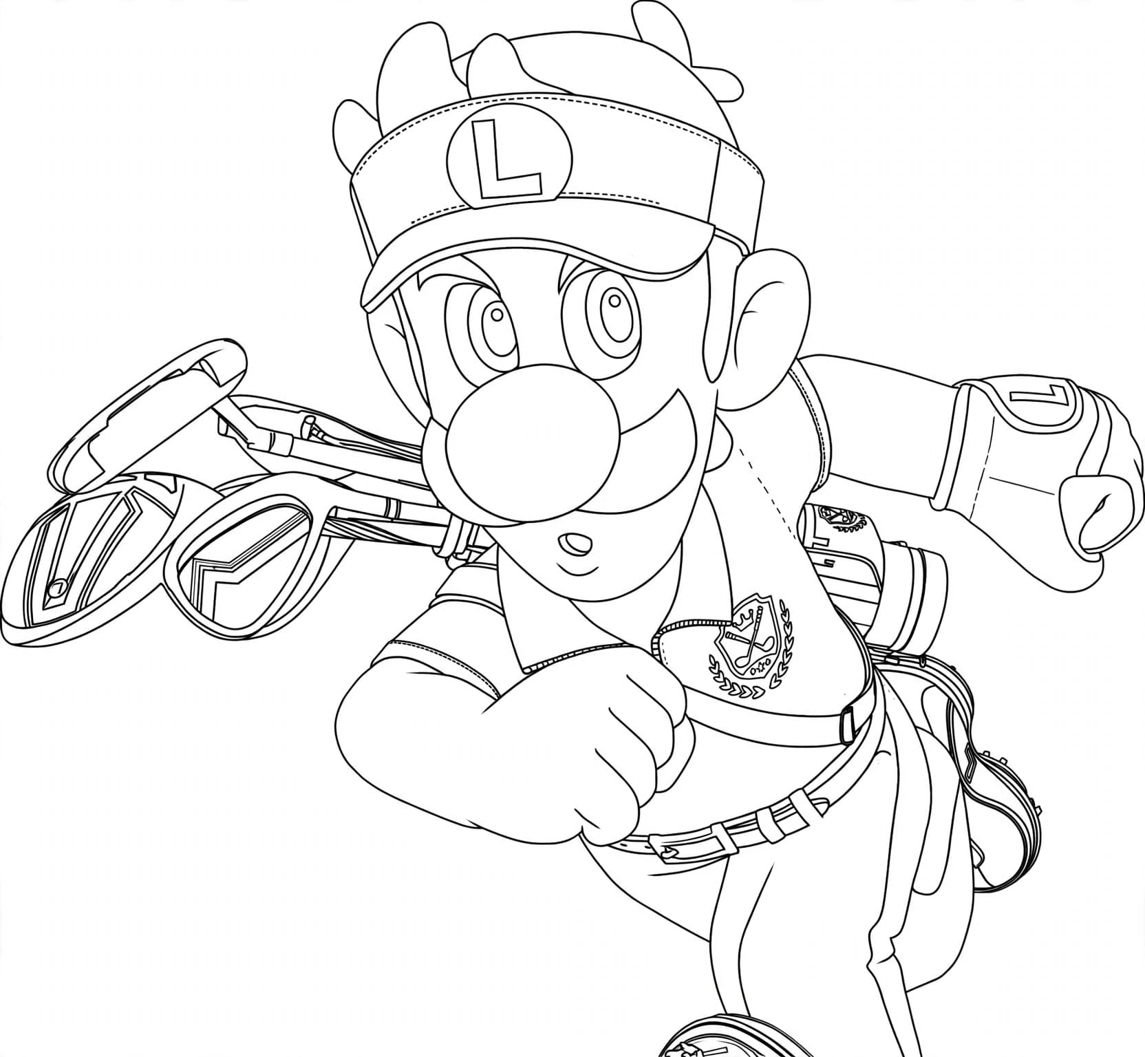 Luigi jogando golfe para colorir