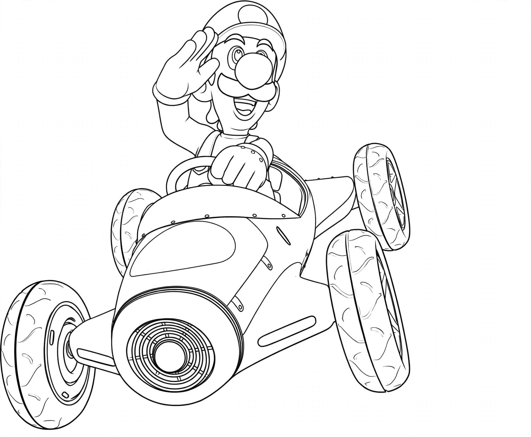 Luigi no kart azul para colorir