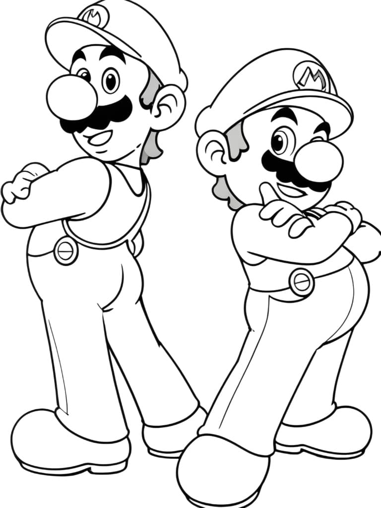 Mario e Luigi para colorir