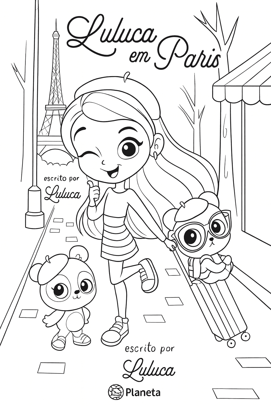 Luluca em Paris para colorir