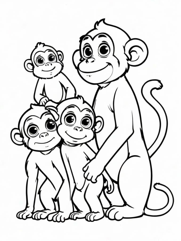 Família de macacos para colorir