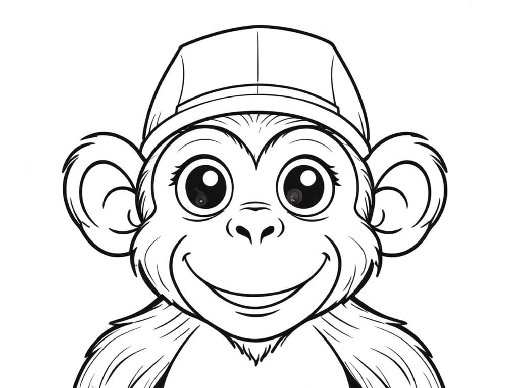 Macaco de chapéu para colorir