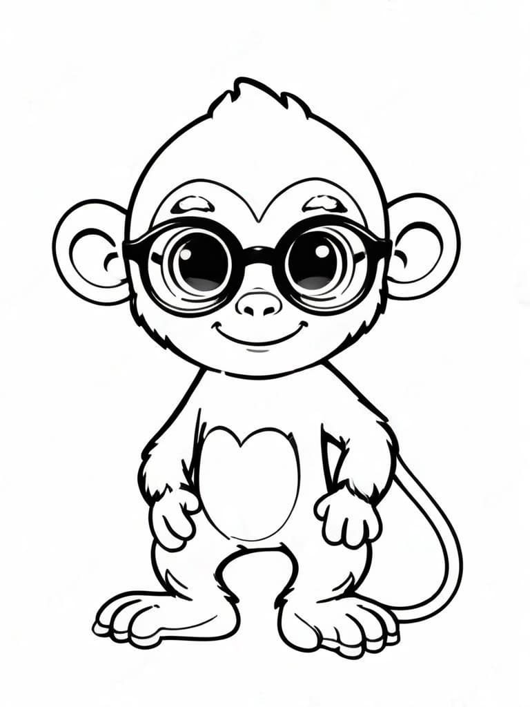 Macaco de óculos para colorir