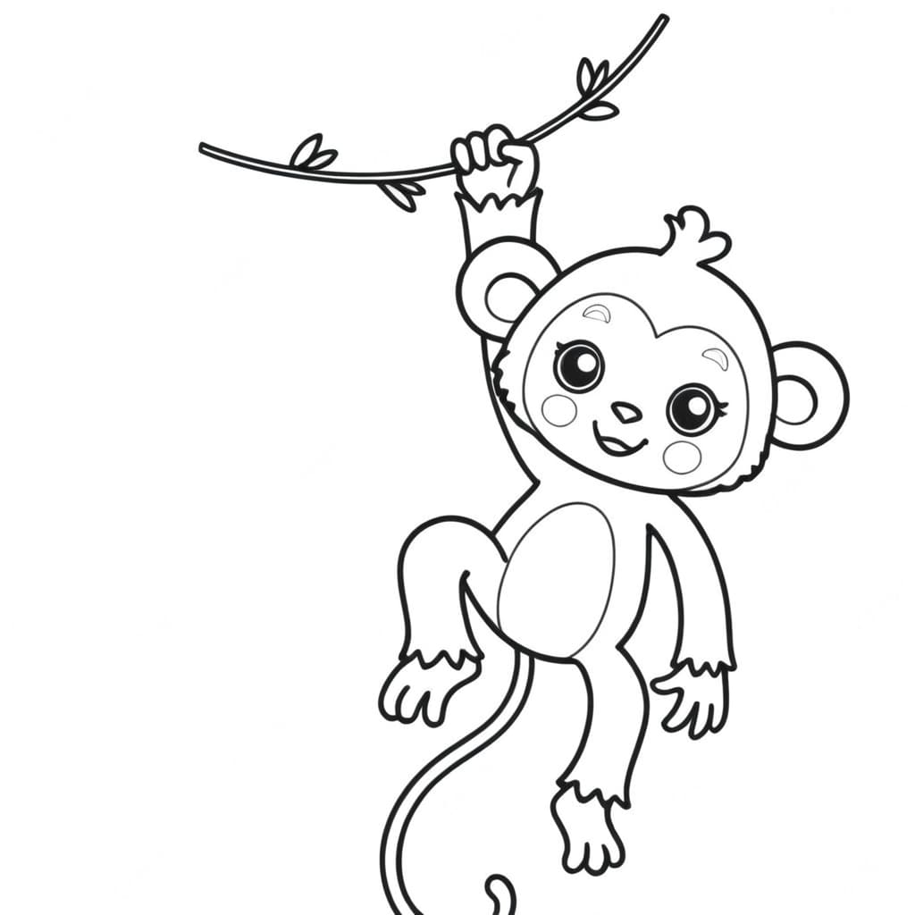 Macaco em um galho para colorir