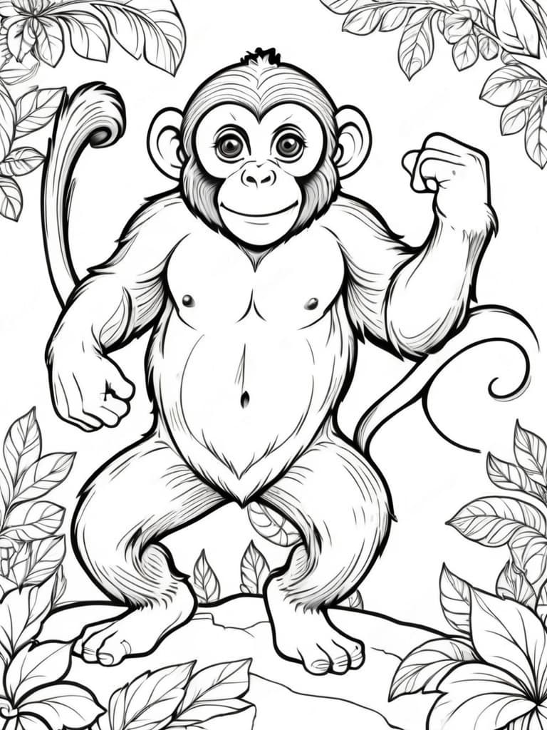 Macaco forte para colorir