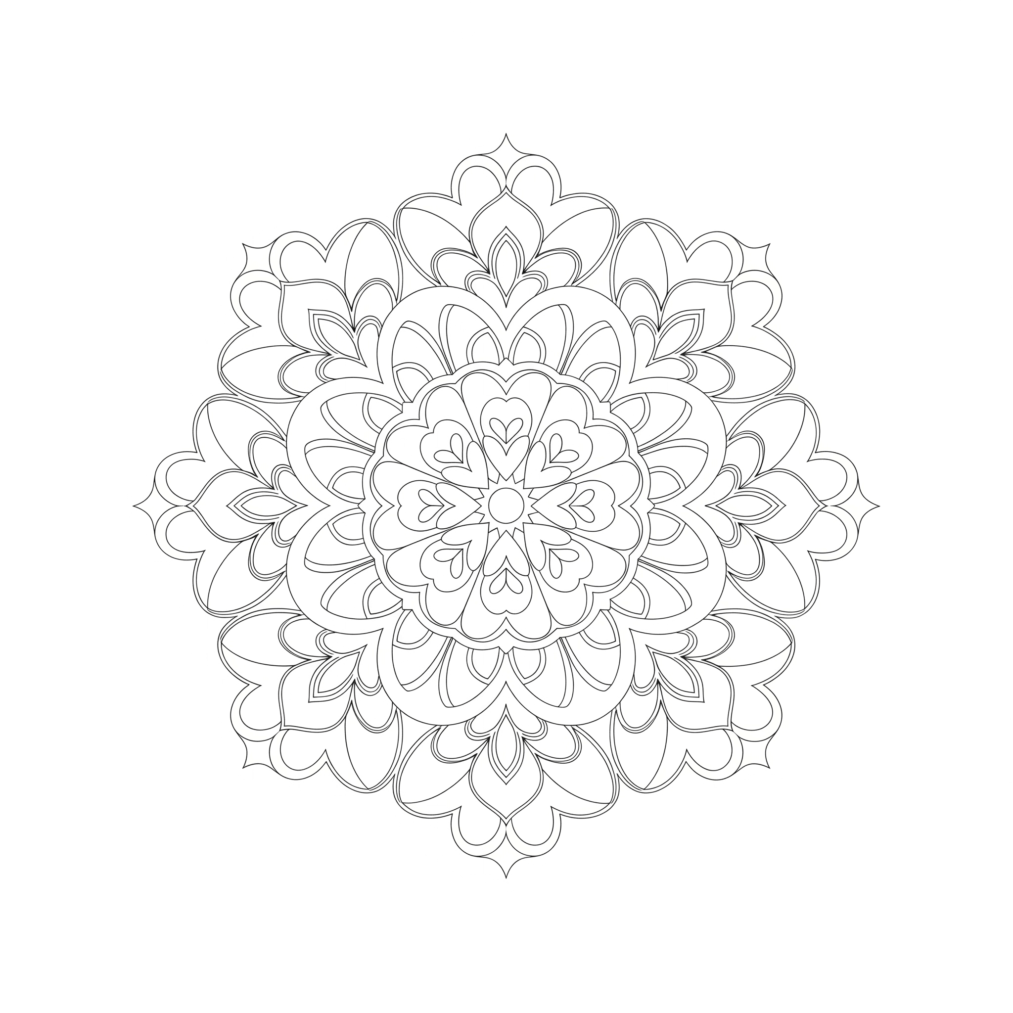 Mandala com corações para colorir