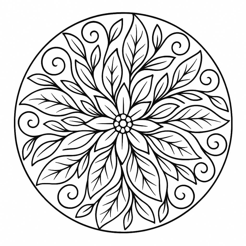 Mandala de folhas para colorir