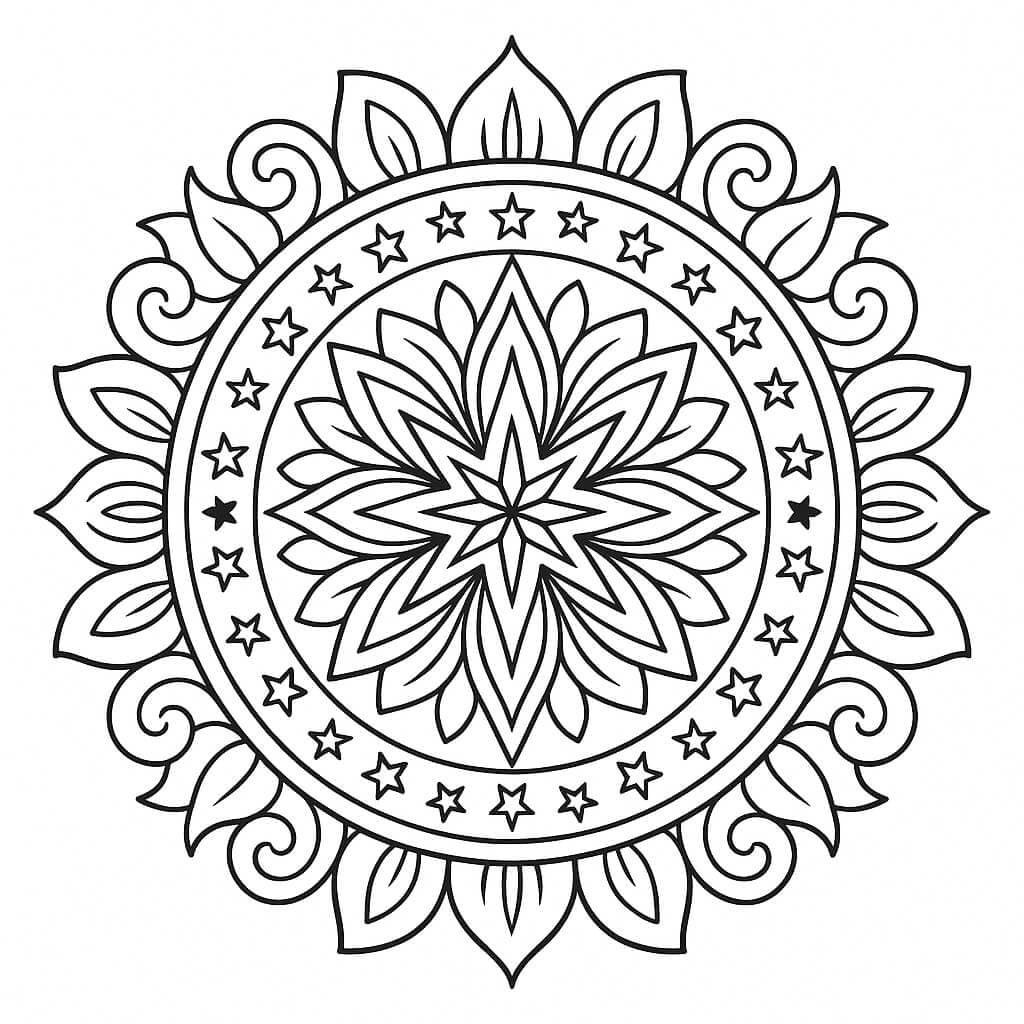 Mandala estrelada para colorir
