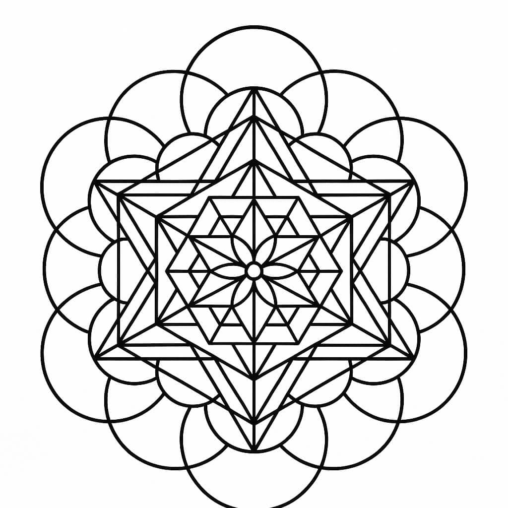 Mandala de geometria sagrada para colorir
