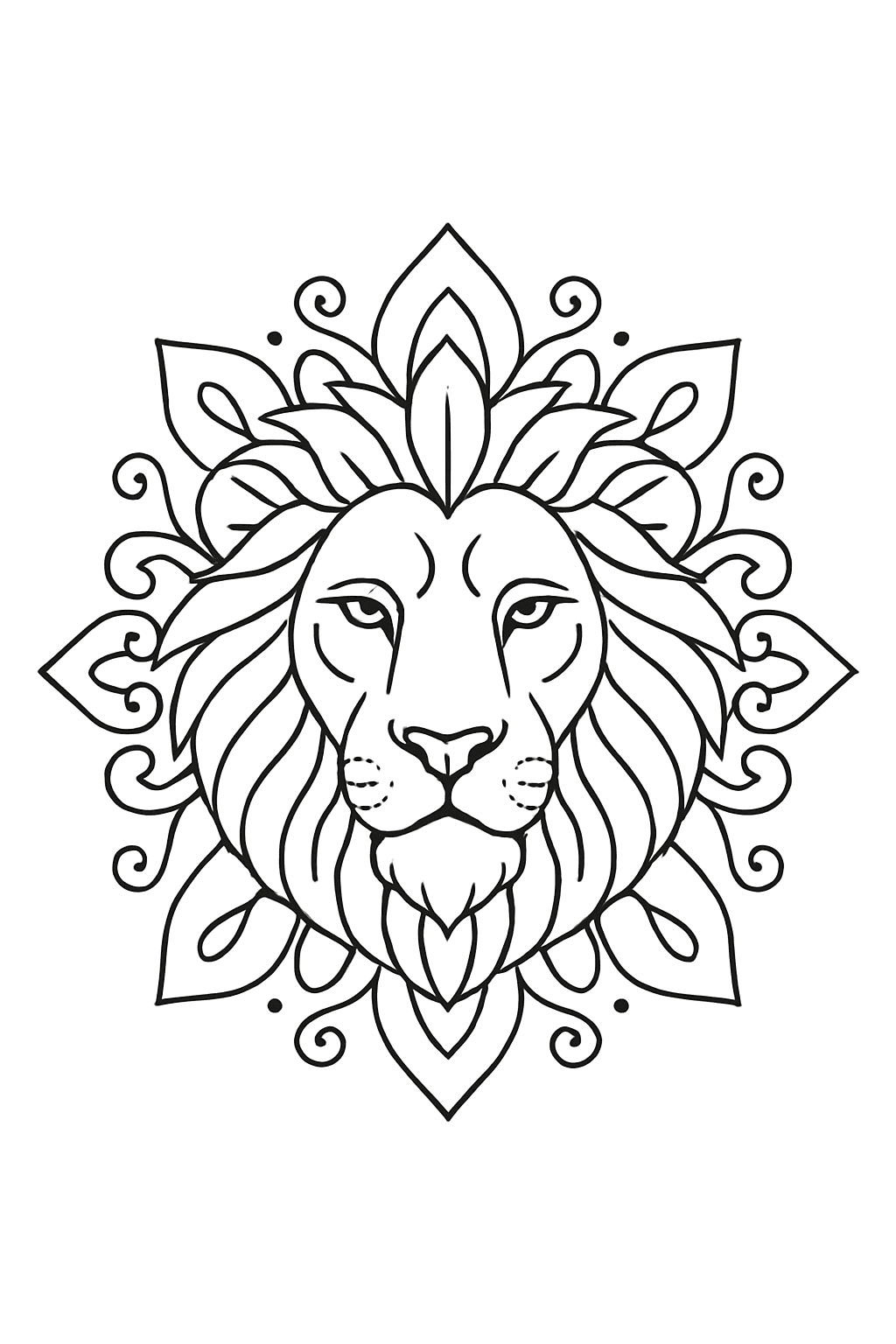 Mandala leão simplificada para colorir