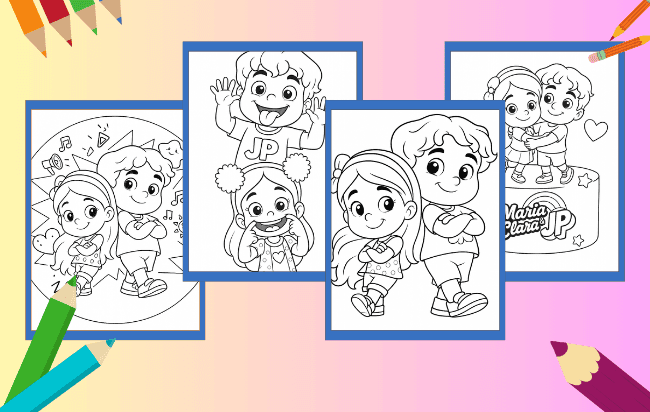 Desenhos da Maria Clara e JP para colorir