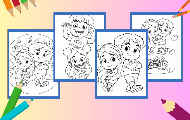 Desenhos da Maria Clara e JP para colorir