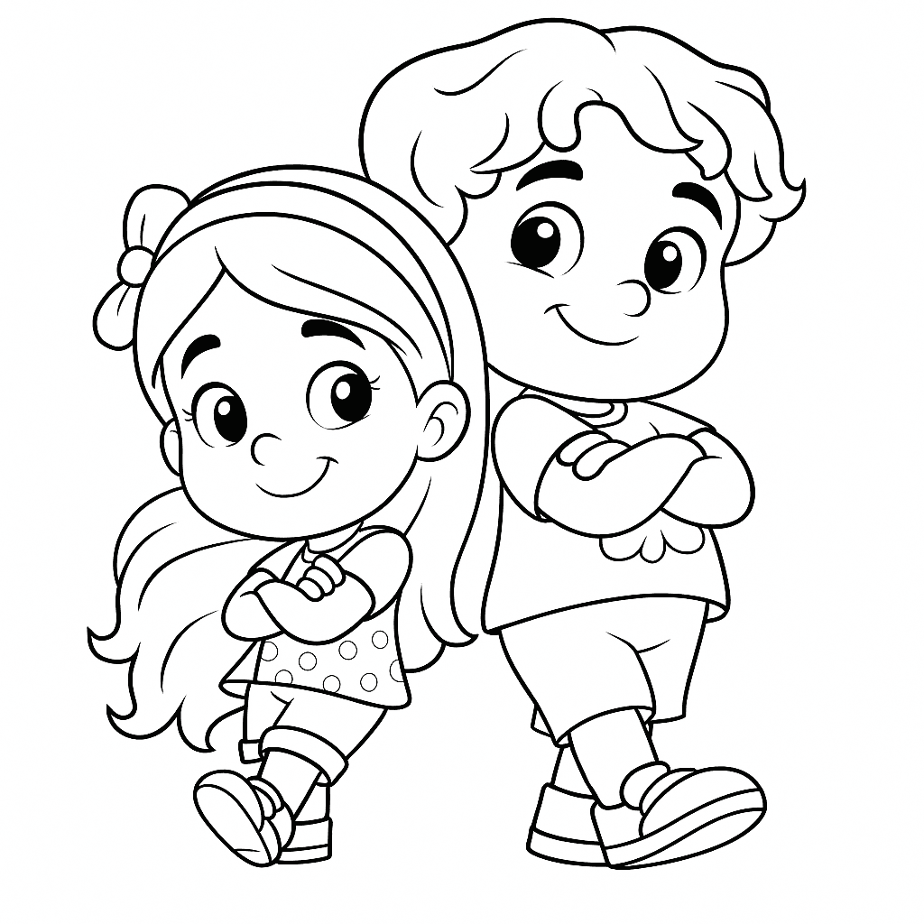 Maria Clara e JP para colorir