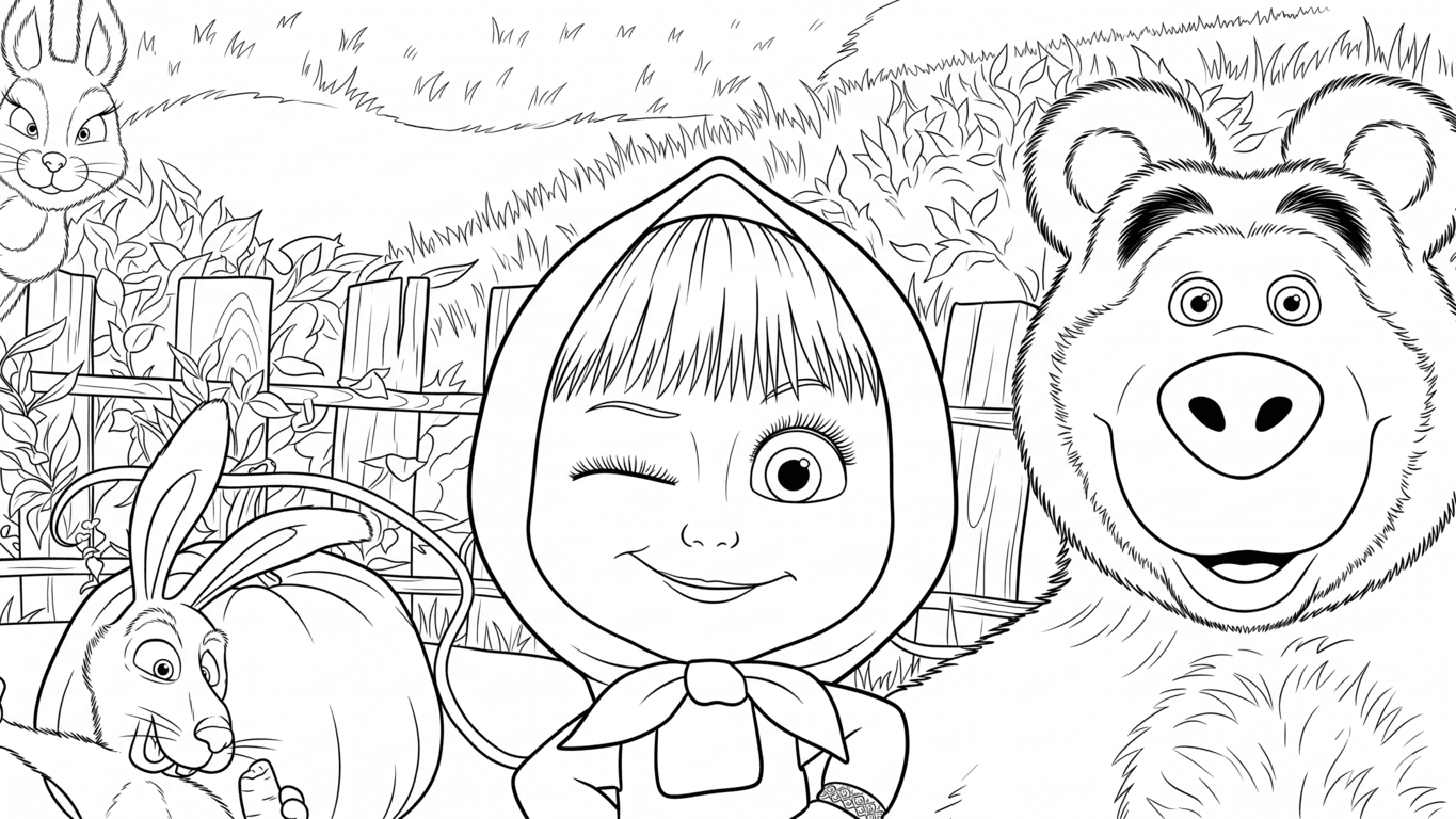 Desenho de Masha e o Urso para colorir