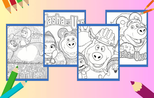 Masha e o Urso Para Colorir