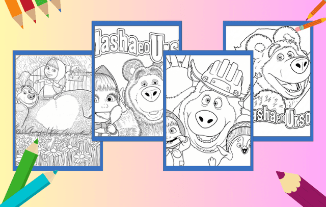 Masha e o Urso Para Colorir