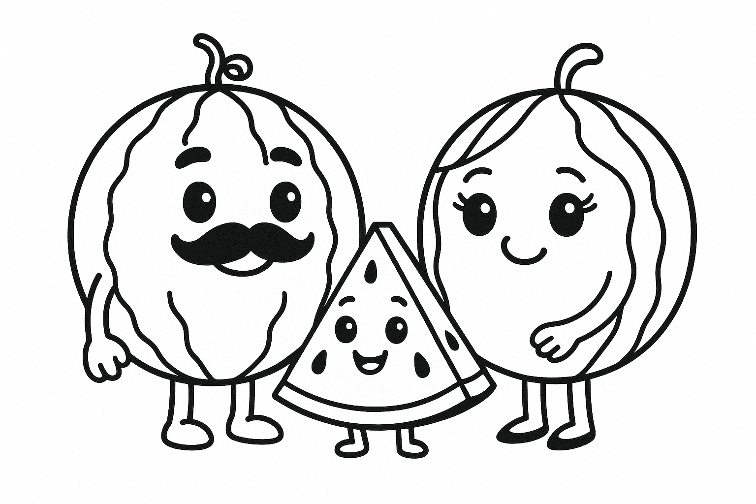 Família de melancias para colorir