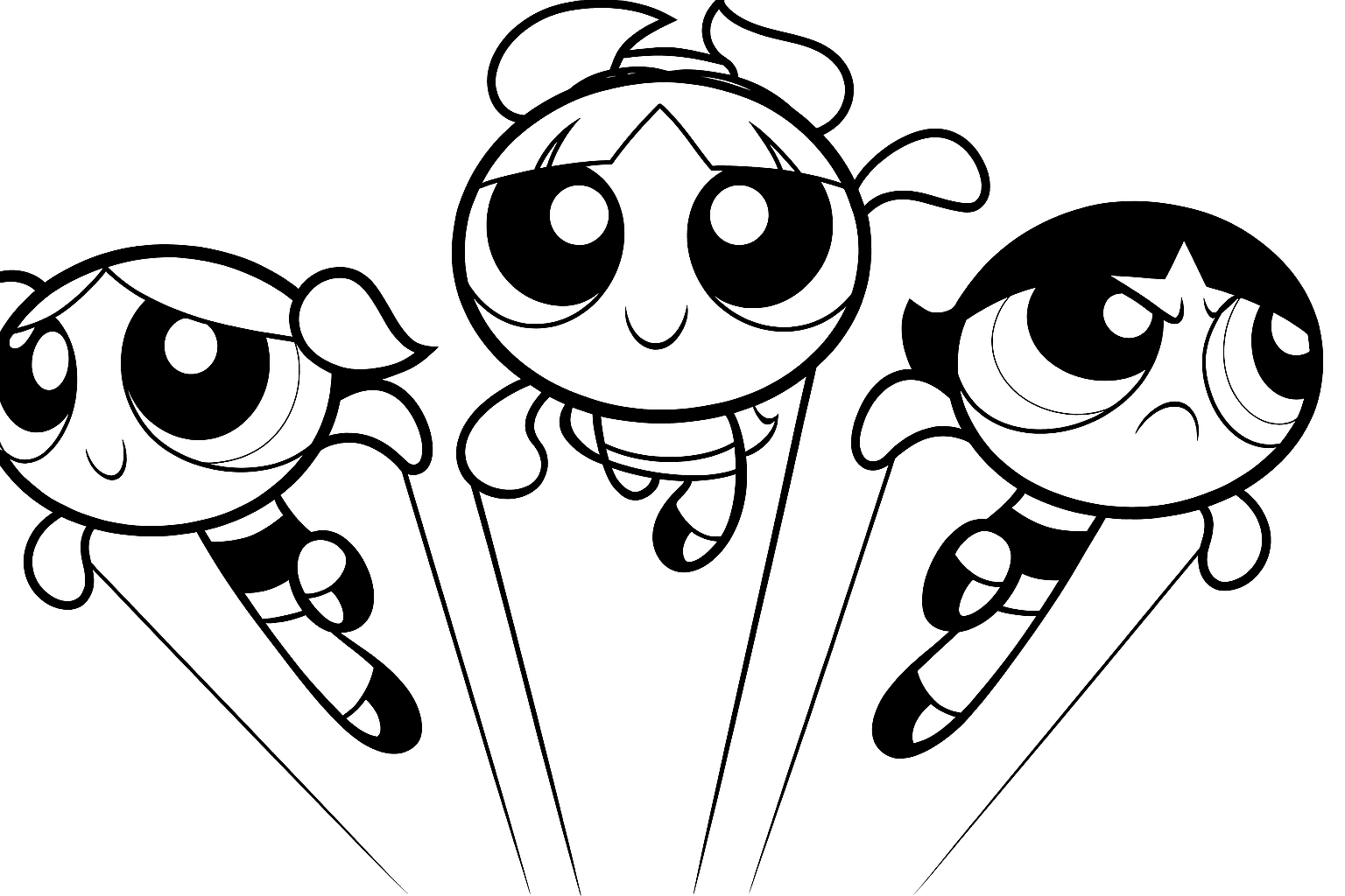 Meninas Super Poderosas voando para colorir