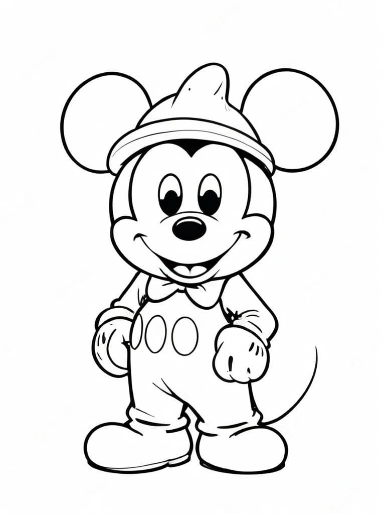 Mickey de chapéu para colorir