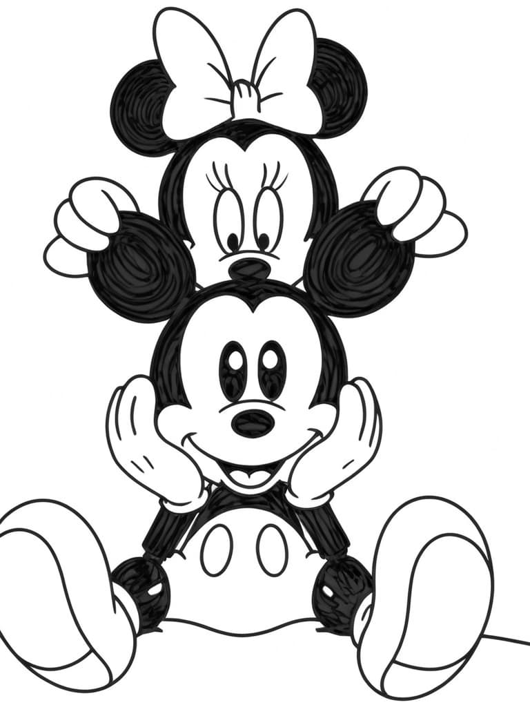 Mickey e Minnie juntos para colorir