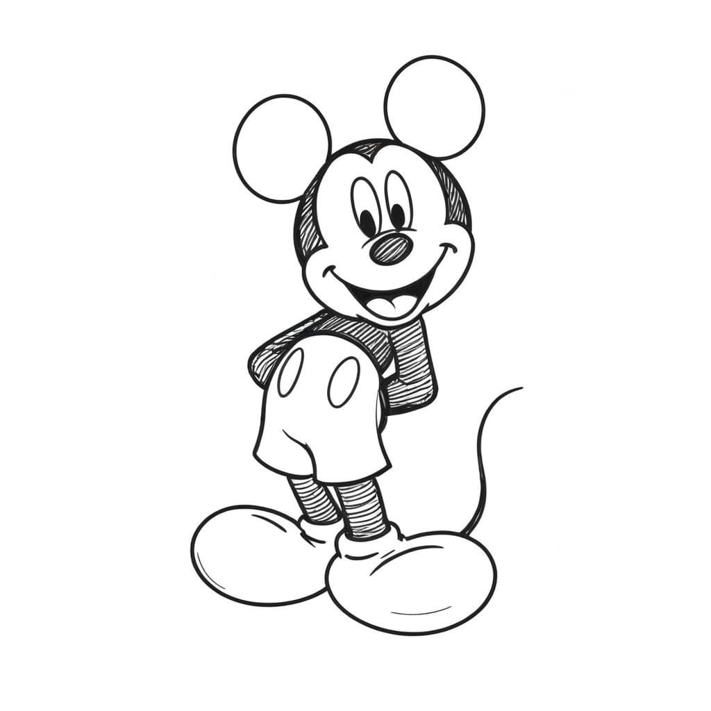 Mickey fazendo pose para colorir