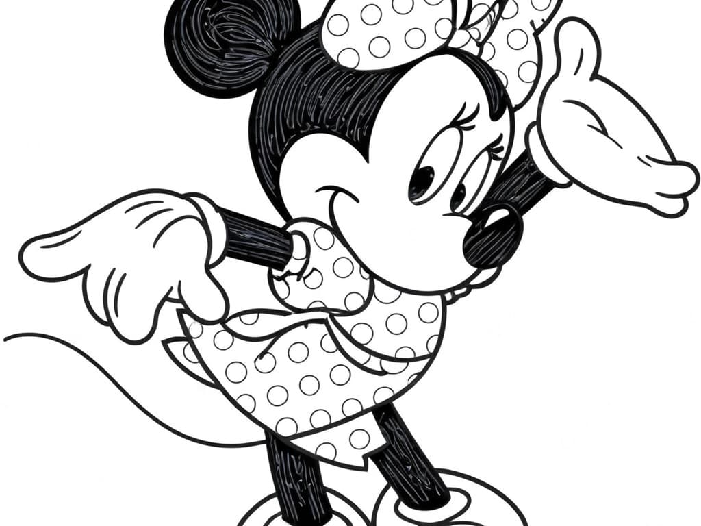 Minnie de vestido para colorir