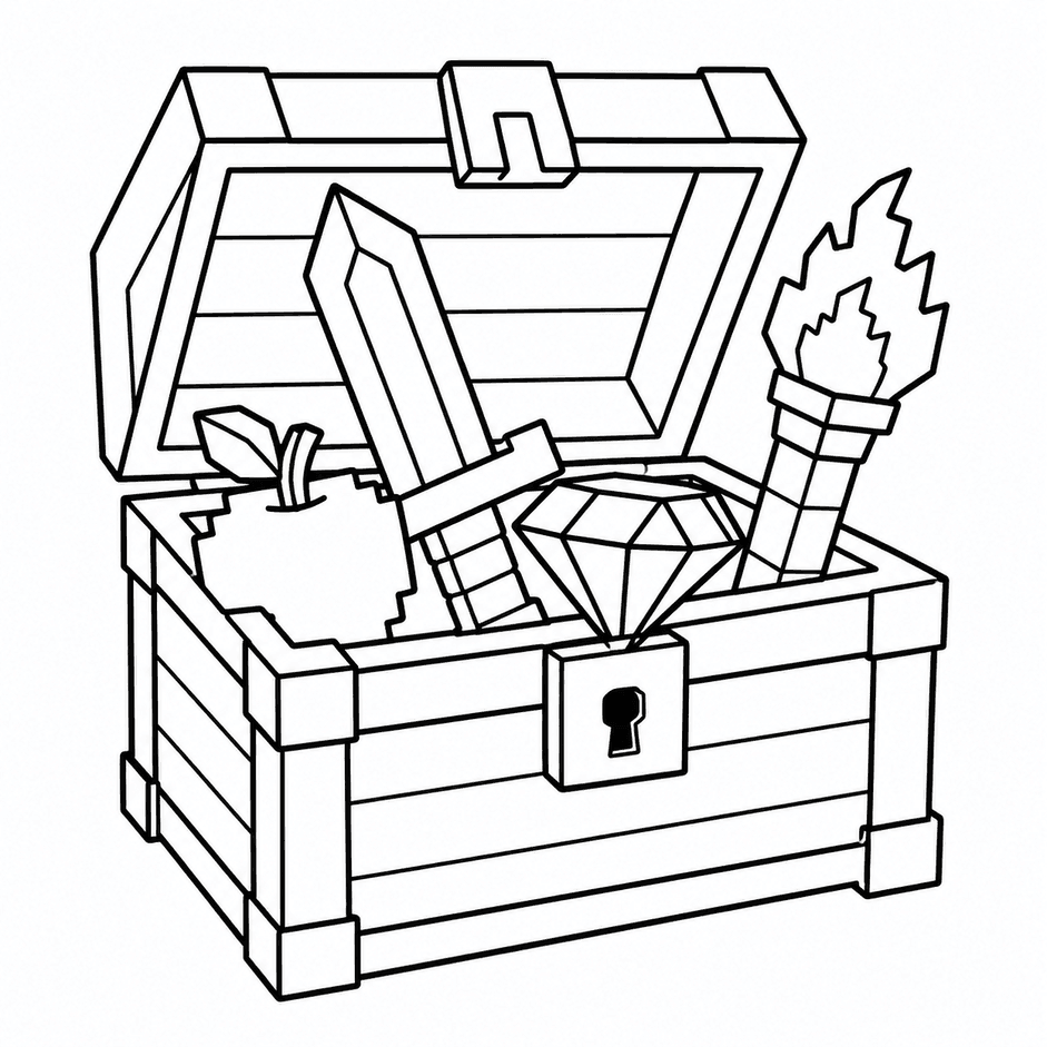 Baú do Minecraft para colorir