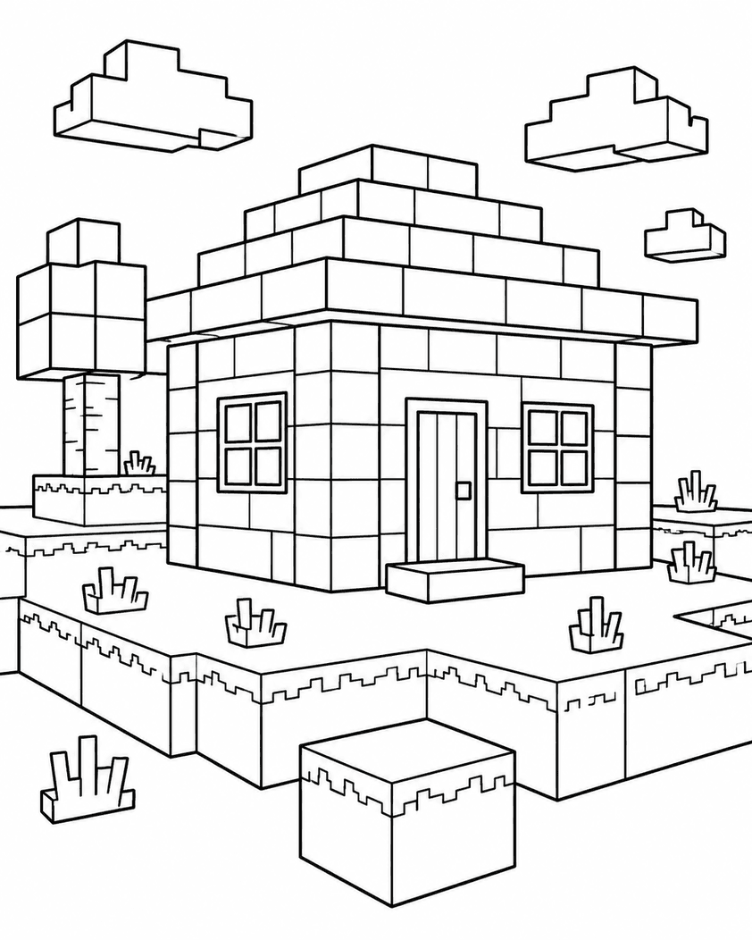 Casa do Minecraft para colorir