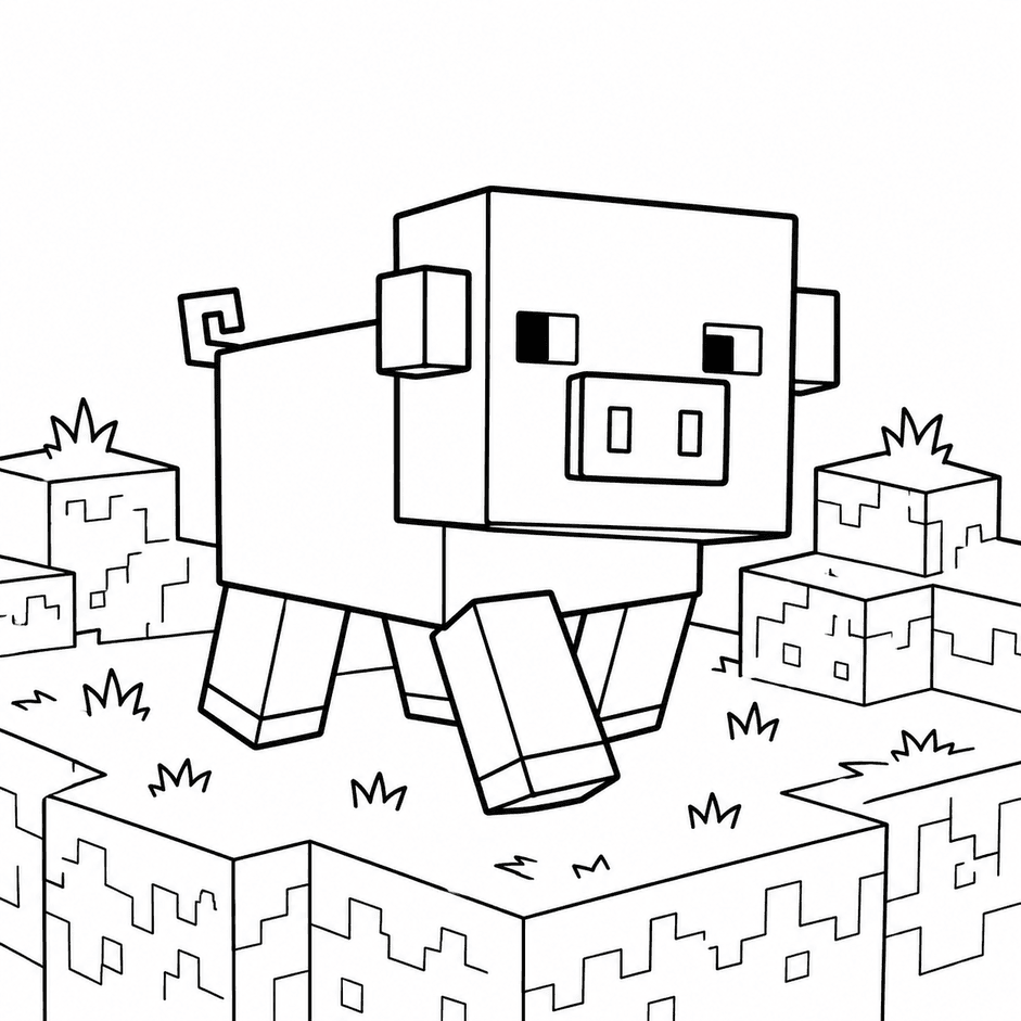 Porco do Minecraft para colorir