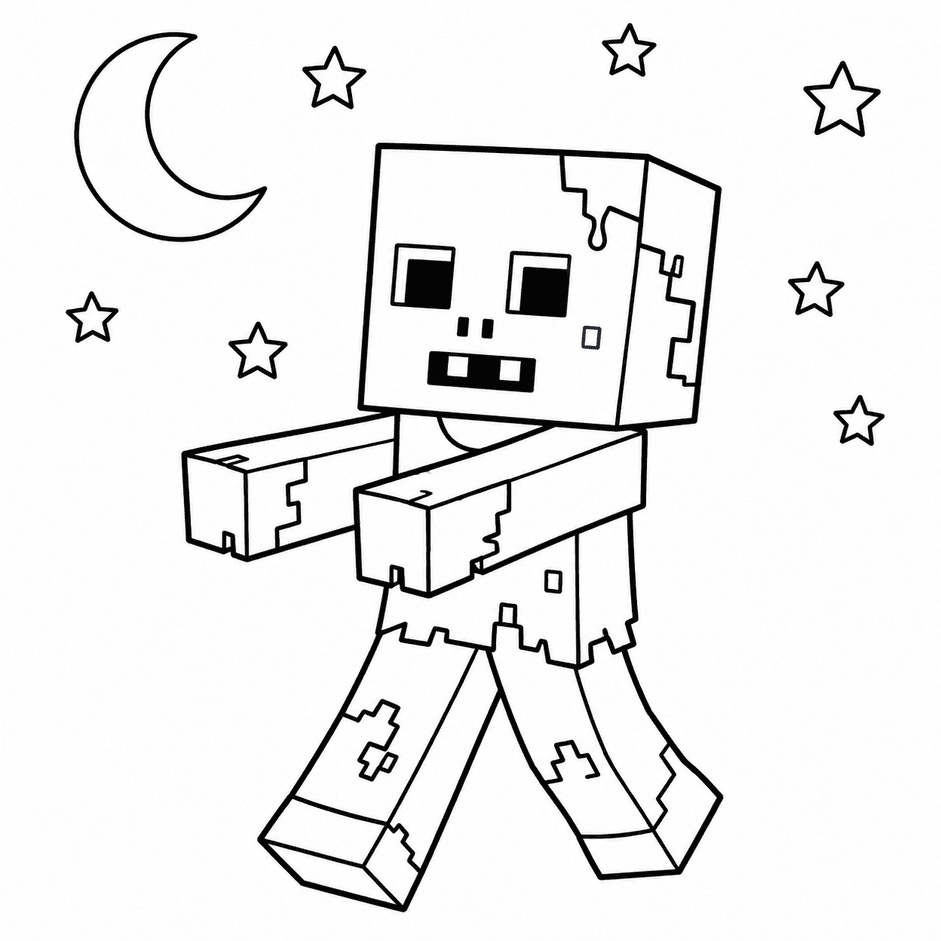 Zumbi do Minecraft para colorir