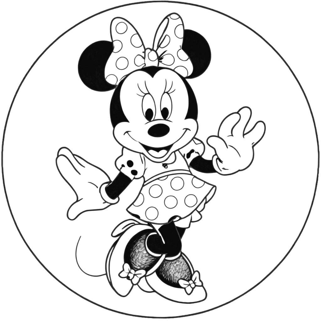 Minnie com seu vestido para colorir