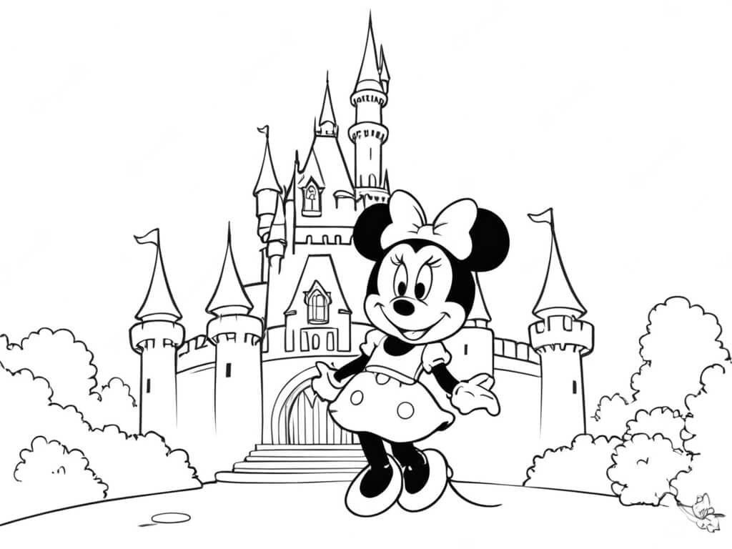 Minnie no castelo para colorir