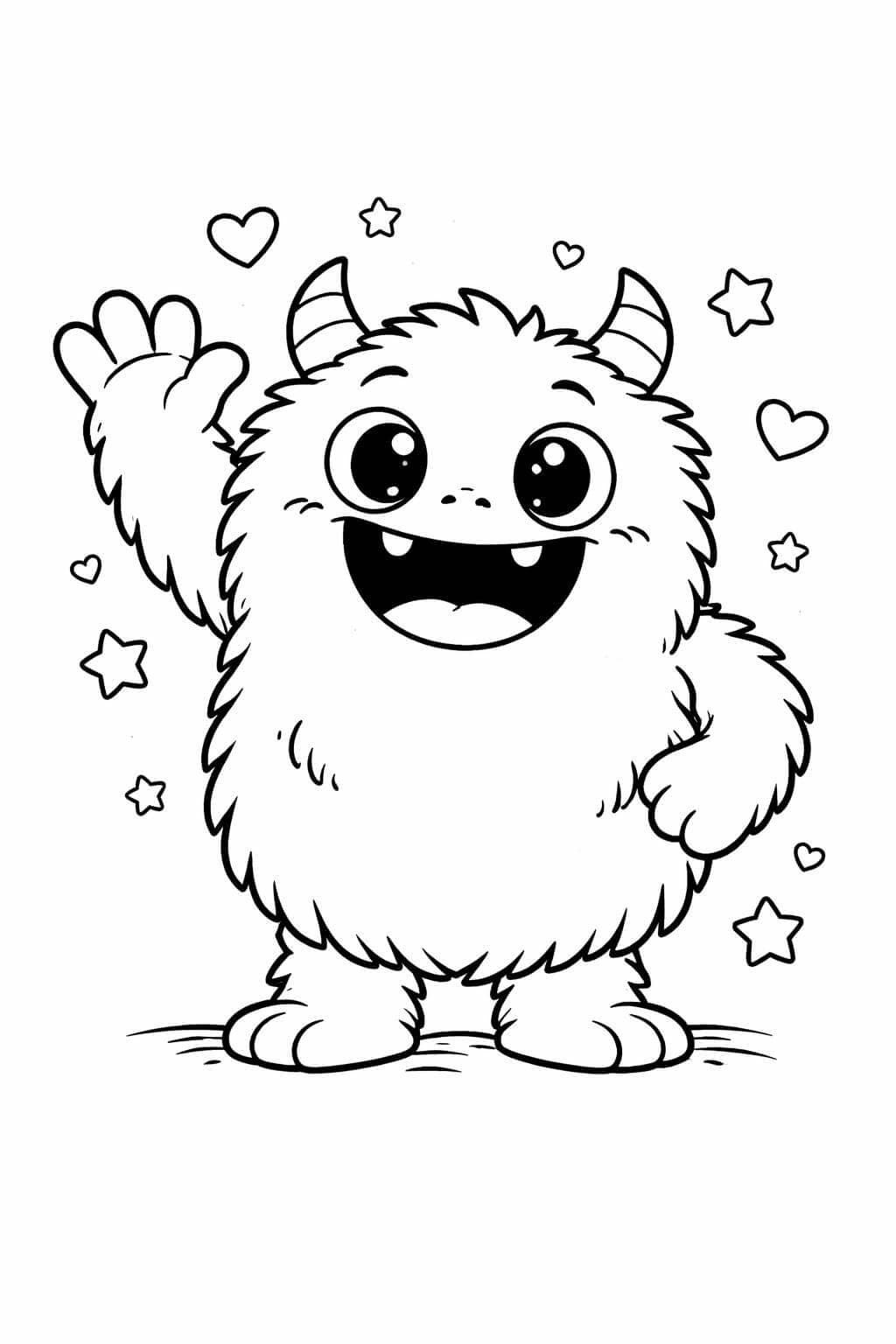 Monstro amigável acenando para colorir