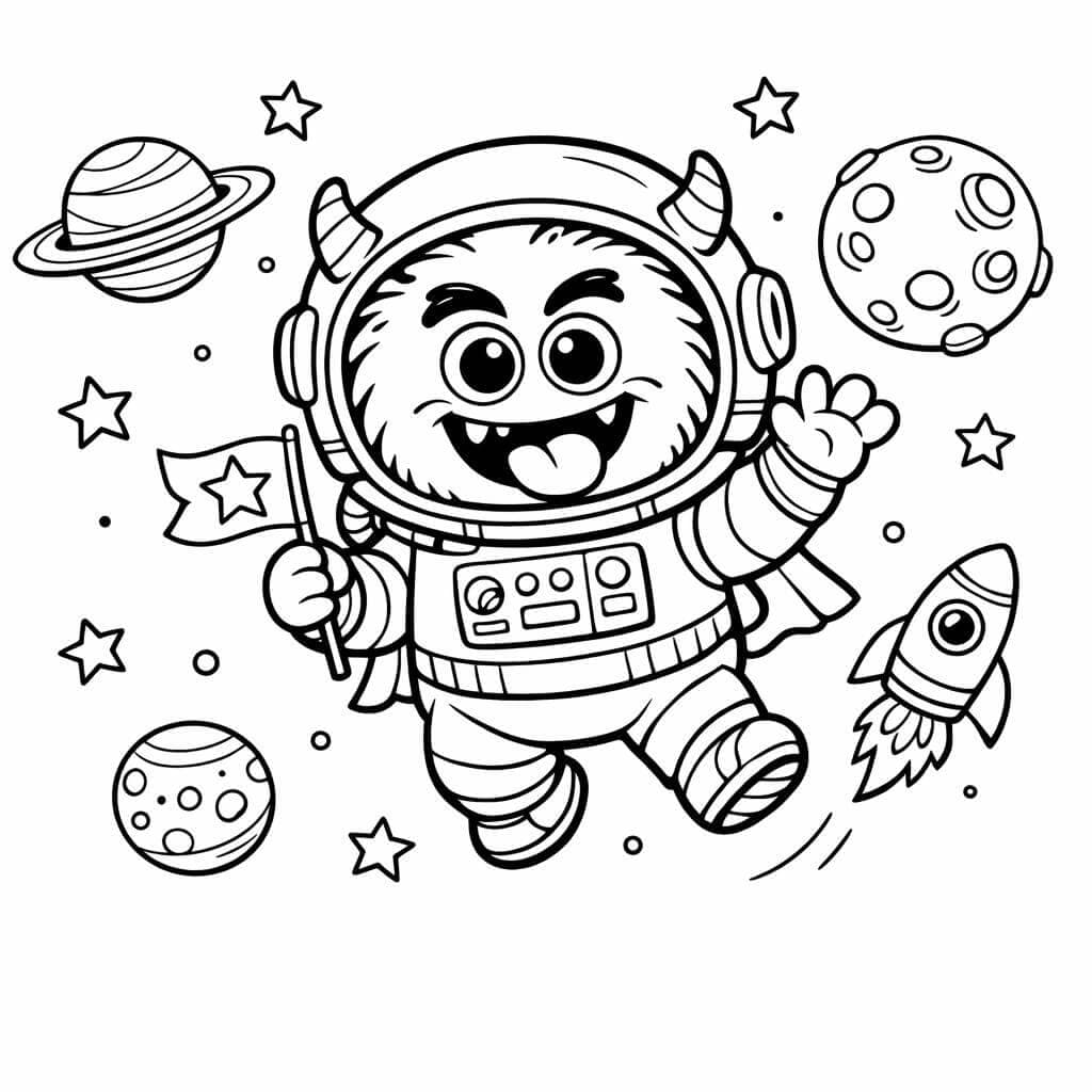 Monstro astronauta para colorir